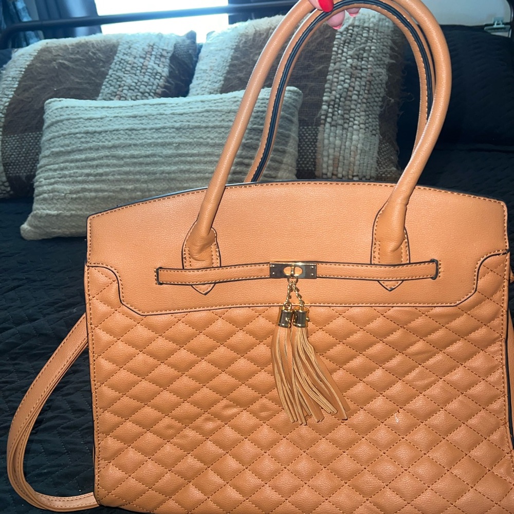 Large Brown Purse + Handles and Strap